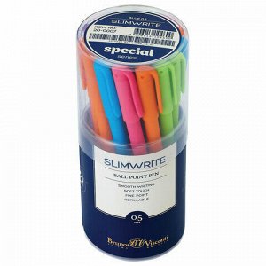 Ручка шариковая BRUNO VISCONTI &quot;SlimWrite&quot;, &quot;Special&quot;, СИНЯЯ, корпус ассорти, узел 0,5 мм, линия письма 0,3 мм, 20-0007