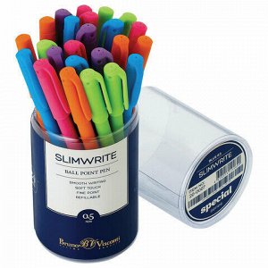 Ручка шариковая BRUNO VISCONTI &quot;SlimWrite&quot;, &quot;Special&quot;, СИНЯЯ, корпус ассорти, узел 0,5 мм, линия письма 0,3 мм, 20-0007