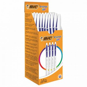 Ручка шариковая BIC "Cristal UP", СИНЯЯ, корпус белый, узел 1,2 мм, линия письма 0,35 мм, 949879