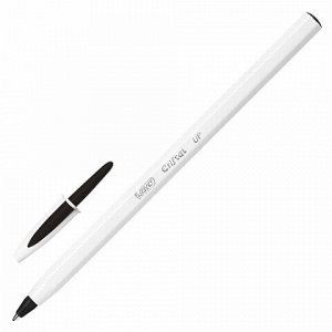 Ручка шариковая BIC "Cristal UP", ЧЕРНАЯ, корпус белый, узел 1,2 мм, линия письма 0,35 мм, 949880