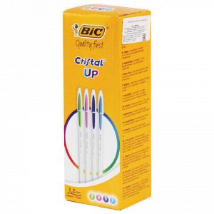 Ручка шариковая BIC &quot;Cristal UP&quot;, АССОРТИ, корпус белый, узел 1,2 мм, линия письма 0,35 мм, 950446