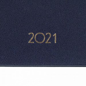 Еженедельник датированный 2021 МАЛЫЙ ФОРМАТ (95х155 мм) А6, BRAUBERG "Select", балакрон, темно-синий,111562