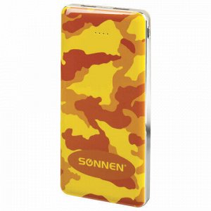 Аккумулятор внешний SONNEN POWERBANK V31 "КАМУФЛЯЖ-ПЕСОК", 12000 mAh, 2 USB, литий-полимерный, 262917