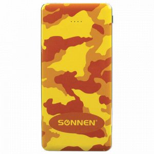 Аккумулятор внешний SONNEN POWERBANK V31 &quot;КАМУФЛЯЖ-ПЕСОК&quot;, 12000 mAh, 2 USB, литий-полимерный, 262917