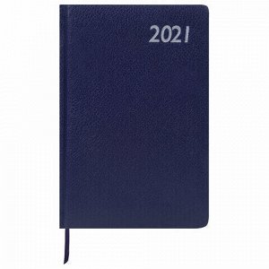 Еженедельник датированный 2021 А5 (145х215 мм) BRAUBERG "Profile", балакрон, синий, 111541