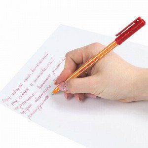 Ручка шариковая масляная PENSAN &quot;Officepen 1010&quot;, КРАСНАЯ, корпус оранжевый, узел 1 мм, линия письма 0,8 мм, 1010/60