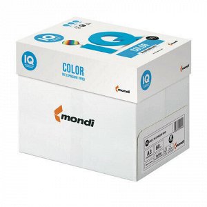 Бумага цветная IQ color БОЛЬШОЙ ФОРМАТ (297х420 мм), А3, 80 г/м2, 500 л., пастель, зеленая, MG28