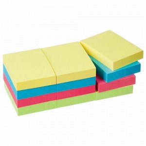 Блоки самоклеящийся (стикер) POST-IT ORIGINAL "Прилив Энергии" 38х51 мм, КОМПЛЕКТ 12 шт. по 100 л., ассорти, 653-TFEN