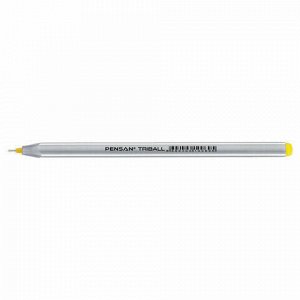 Ручка шариковая масляная PENSAN "Triball", ЖЕЛТАЯ, трехгранная, узел 1 мм, линия письма 0,5 мм, 1003/12