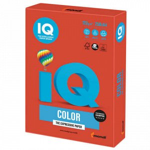 Бумага цветная IQ color, А4, 120 г/м2, 250 л., интенсив, кораллово-красная, CO44