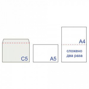 Конверты С5 (162х229 мм) ПРАВОЕ ОКНО, отрывная лента, 80 г/м2, КОМПЛЕКТ 1000 шт.