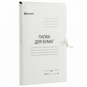 Папка для бумаг с завязками картонная мелованная BRAUBERG, 440 г/м2, до 200 листов, 110925