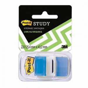 Закладки клейкие POST-IT Study, пластиковые, 25 мм, 22 шт., синие, 680-BB-LRU