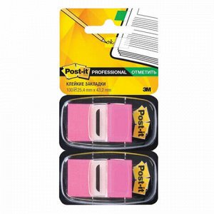 Закладки клейкие POST-IT Professional, пластиковые, 25 мм, 100 шт., розовые, 680-BP2