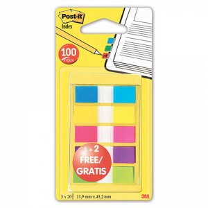 Закладки клейкие POST-IT, пластиковые, 12 мм, 3+5 цветов х 20 шт., 683-5CBP