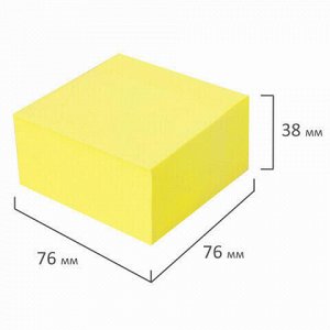 Блок самоклеящийся (стикеры) BRAUBERG НЕОНОВЫЙ 76х76 мм, 400 листов, желтый, 111352