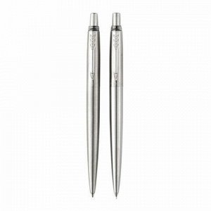 Набор PARKER &quot;Jotter Stainless Steel CT&quot;: шариковая ручка синяя и механический карандаш, 2093256