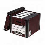 Короб архивный (285х385х325 мм), с крышкой, гофрокартон, FELLOWES (BANKERS BOX) &quot;Woodgrain&quot;, FS-00610