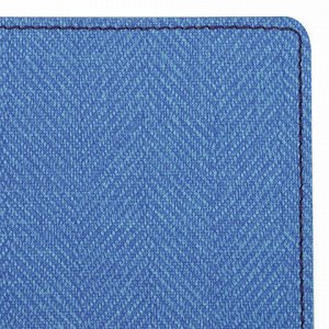 Блокнот А5 (148x213 мм), BRAUBERG "Tweed", 112 л., гибкий, под ткань, линия, синий, 110966