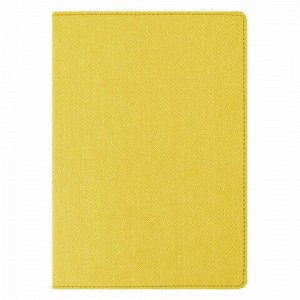 Блокнот А5 (148x213 мм), BRAUBERG "Tweed", 112 л., гибкий, под ткань, линия, желтый, 110967