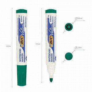 Маркер стираемый для белой доски ЗЕЛЕНЫЙ, BIC "Velleda", 1,4-5 мм, эргономичный корпус, 904940