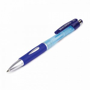 Ручка шариковая автоматическая с грипом BRAUBERG "Neo", СИНЯЯ, корпус синий, узел 0,7 мм, линия письма 0,35 мм, 141074