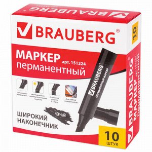 Маркер перманентный BRAUBERG "JUMBO", ЧЕРНЫЙ, ШИРОКАЯ ЛИНИЯ ПИСЬМА, скошенный наконечник, 3-10 мм, 151224