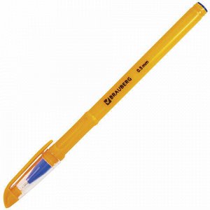 Ручка шариковая масляная BRAUBERG &quot;Oil Sharp&quot;, СИНЯЯ, корпус оранжевый, узел 0,7 мм, линия письма 0,5 мм, 141532