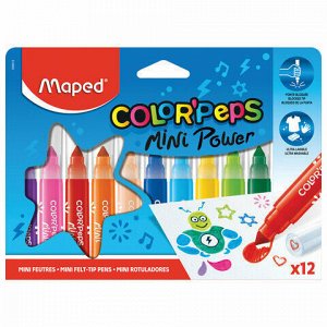 Фломастеры MAPED (Франция) "Color'Peps Jumbo Mini" 12 цветов, суперсмываемые, штампы, европодвес, 846612