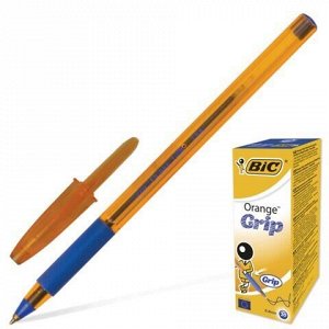 Ручка шариковая с грипом BIC "Orange Grip", СИНЯЯ, корпус оранжевый, узел 0,8 мм, линия письма 0,3 мм, 811926