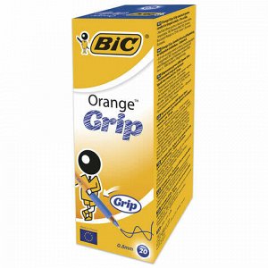 Ручка шариковая с грипом BIC "Orange Grip", СИНЯЯ, корпус оранжевый, узел 0,8 мм, линия письма 0,3 мм, 811926