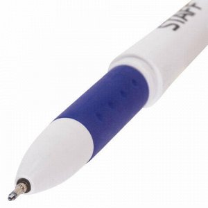 Ручка гелевая с грипом STAFF "Manager", СИНЯЯ, корпус белый, игольчатый узел 0,5 мм, линия письма 0,35 мм, 142394