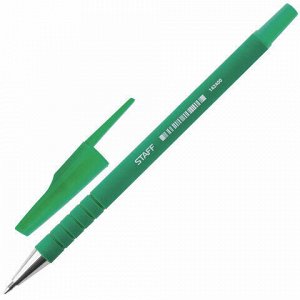 Ручка шариковая STAFF "EVERYDAY", ЗЕЛЕНАЯ, корпус прорезиненный зеленый, узел 0,7 мм, линия письма 0,35 мм, 142400