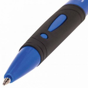 Ручка шариковая автоматическая с грипом STAFF "Manager", СИНЯЯ, корпус синий, узел 0,7 мм, линия письма 0,35 мм, 142492