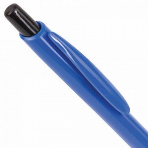 Ручка шариковая автоматическая с грипом STAFF "Manager", СИНЯЯ, корпус синий, узел 0,7 мм, линия письма 0,35 мм, 142492