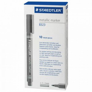 Маркер декоративный STAEDTLER (Штедлер, Германия), СЕРЕБРЯНЫЙ МЕТАЛЛИК, круглый наконечник, 2 мм, 8323-81