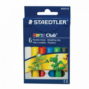 Пластилин классический STAEDTLER (Германия) "Noris Club", 6 цветов, 126 г, картонная упаковка, 8420 C6