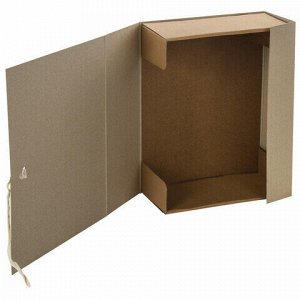 Короб архивный STAFF, А4 (240х330 мм), 100 мм, 2 завязки, переплетный картон, до 900 листов, 111956