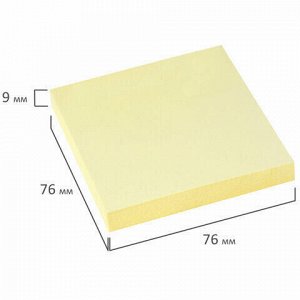 Блок самоклеящийся (стикеры), STAFF, 76х76 мм, 100 листов, желтый, 126496