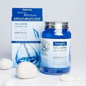 Farm Stay Многофункциональная ампульная сыворотка с коллагеном и гиалуроновой кислотой Collagen & Hyaluronic Acid All-In-One Ampoule, 250мл