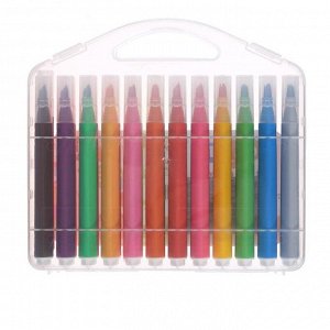 Фломастеры 24 цвета в пластиковом пенале, с кистеобразным наконечником, корпус треугольный