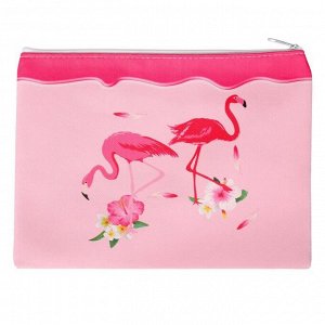 Папка школьная на молнии А5 "Фламинго", розовая
