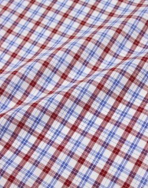 Ткань блузочно-сорочечная, красно-сине-белая клетка, ш.1.5, хлопок-100%, 125 гр/м.кв