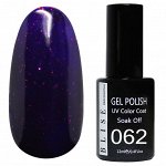 Гель-лак BLISE 062- Темно-фиолетовый с красными блестками