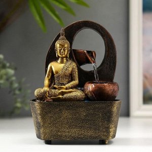 Фонтан настольный от сети "Медитация Будды у водопада" 20х16х13 см