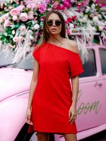 Туника с горловиной лодочка и разрезами по бокам NEW. Цвет Красный
