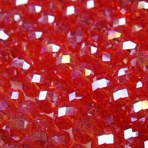 Хрустальные бусины, цвет: ярко-красный (с покрытием), размер: 6х8 мм.