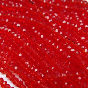 Хрустальные бусины, цвет: красный (без покрытия), размер: 2х3 мм.