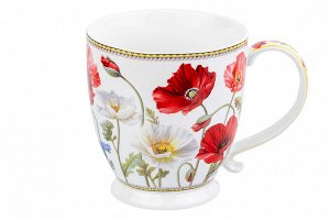 Кружка 500 мл 13,5*10*10,5 см "Маки" на ножке, NEW BONE CHINA