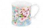 Кружка 380 мл 12,3*9*9 см &quot;Яблоневый цвет на голубом&quot; NEW BONE CHINA